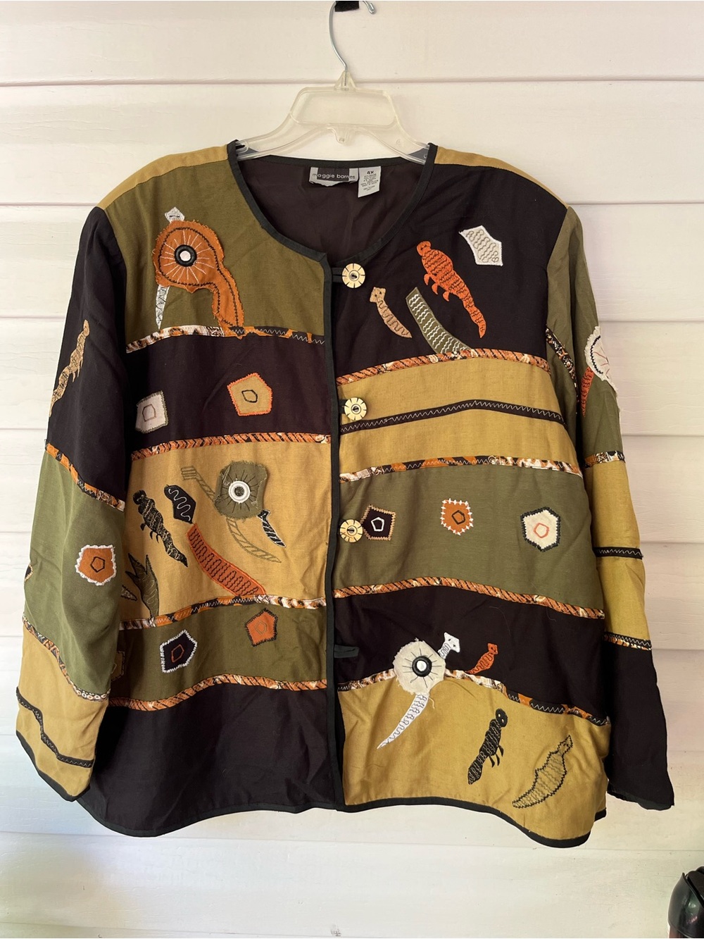 Maggie Barnes Boho Patchwork Jacket / Top- Fall, teacher, work Plus size 4X